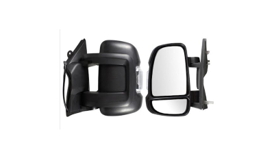 Oglinda exterioara Citroen Jumper, Fiat Ducato, Peugeot Boxer, 2006-, partea Stanga, culoare sticla crom, sticla convexa, cu carcasa neagra, ajustare manuala, 735440414