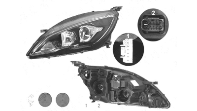 Far Peugeot 308, 10.2017-, fata, Stanga, cu LED daytime running light; H7+HY21W+LED; electric; fara daytime running light LED module; cu motor; cu becuri;