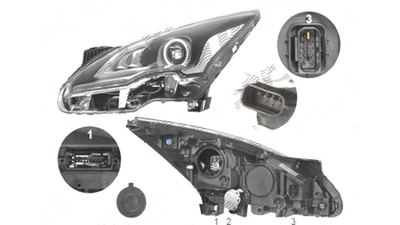 Far Peugeot 3008, 09.2013-09.2016; 5008, 09.2013-, fata, Stanga, bi-xenon; D1S+LED; electric; fara unitate control; fara ballast, VALEO