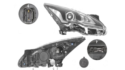 Far Peugeot 3008, 09.2013-09.2016; 5008, 09.2013-, fata, Dreapta, bi-xenon; D1S+LED; electric; fara unitate control; fara ballast, VALEO