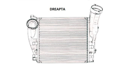 Intercooler Porsche Cayenne Turbo (92A), 06.2010-2017, motor 4.8 V8T 368/382kw, benzina, cu/fara AC, aluminiu brazat, 288x280x62 mm, intercooler dreapta; priza conectare Rapida stanga, 