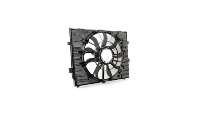 GMV radiator electroventilator Porsche Cayenne S Hybrid (92A), 2010-2017, motor 3.0 V6h, benzina/electric, 850 W; 520 mm; 4 pini; cu modul de control electronic, 