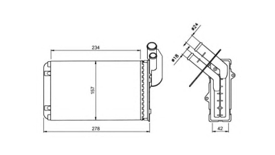 Radiator Incalzire Renault 19, 09.1988-06.1996, Clio, 06.1990-04.1998, diesel, benzina, aluminiu mecanic/plastic, 234x157x40 mm, SRLine