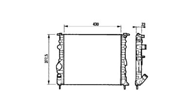 Radiator racire Renault Kangoo (Kc/Fc), 12.2001-06.2003 Motor 1, 2 43kw; Kangoo, 02.1999-06.2003 Motor 1, 5 Dci 59kw Diesel/Benzina, tip climatizare fara AC, cutie Manuala, dimensiune 428x377x23mm, Cu lipire fagure mecanica, Aftermarket