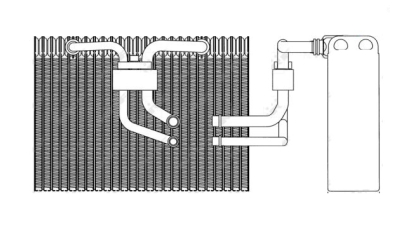 Evaporator aer conditionat Saab 9-5, 1997-2010 motor 2.0 T, 2.3 T, 3.0 V6 T, benzina, full aluminiu brazat, 225x309x73 mm, iesire 11, 6 mm, intrare 14, 4 mm, tehnologie cu curgere paralela, 