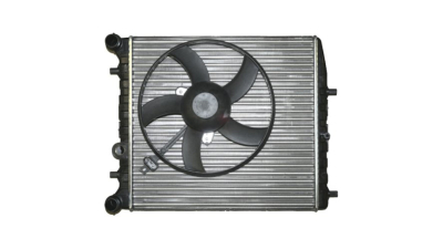 Radiator racire Skoda Rapid (Nh) 07.2012- 1,2 55kw Cv Manuala/Automata Cu/Fara Ac ; Benzina, Manual, fara AC, cu ventilator, cu conectori rapizi intrare/iesire, 430x415x23, Cu lipire fagure mecanica Aftermarket