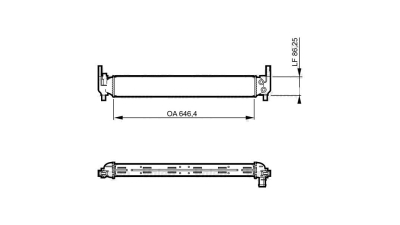 Radiator racire VW Polo (6R), 01.2014-2017, motor 1.0 TSI, 70 kw; 1.2 TSI, 66/81 kw, benzina, 1.4 TDI, 55/66 kw, diesel, cv manuala/automata, cu/fara AC, radiator temperatura joasa 645x88x56 mm, aluminiu brazat/plastic 