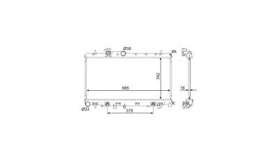 Radiator racire Subaru Impreza Wrx, 10.2000-08.2002, Motorizare 2, 0 T 160kw Benzina, tip climatizare Cu/fara AC, cutie automata, tip Calsonic, diametru intrare/iesire 38, 5/38, 5mm, dimensiune 686x340x16mm, Cu lipire fagure prin brazare, Aftermarket
