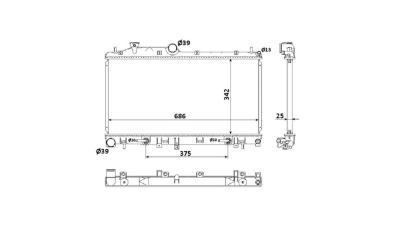 Radiator racire Subaru Forester (Sh), 06.2008-2013 Model Xt Motor 2, 5 T 169kw Benzina, tip climatizare cu/fara AC, cutie M/A, tip Calsonic, diametru intrare/iesire 39/39mm, dimensiune 687x343x26mm, Cu lipire fagure prin brazare, Aftermarket