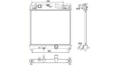 Radiator racire Toyota Iq (Aj1), 09.2008-, Motorizare 1, 4 D-4d 66kw Diesel, tip climatizare Cu/fara AC, cutie Manuala, dimensiune 402x375x16mm, Cu lipire fagure prin brazare, KOYO