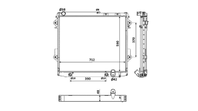 Radiator racire Toyota Land Cruiser V8 200 (Fj200), 08.2007- Motor 4, 5 D-4d 210kw Diesel, tip climatizare Cu/fara AC, cutie automata, dimensiune 709x591x44mm, Cu lipire fagure prin brazare, Aftermarket