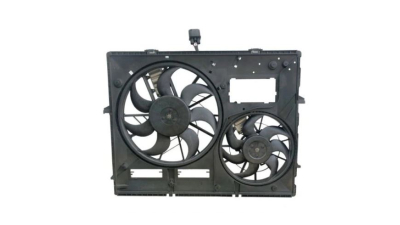 GMV radiator electroventilator Audi Q7 (4L), 2005-2015, motor 3.0 V6 TFSI, 3.6 V6, benzina, 3.0 TDI, diesel, 418/305 mm; (4 +4) pini, cu modul de control electronic, 