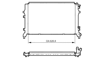 Radiator racire Vw Tiguan (5n), 08.2010-05.2011 Motor 1, 4 Tsi 90kw Benzina, tip climatizare Cu/fara AC, cutie Manuala, cu conectori rapizi intrare/iesire, dimensiune 627x395x20mm, Cu lipire fagure prin brazare, Aftermarket