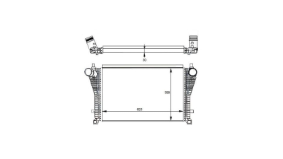 Intercooler Audi A3 (8V), 09.2012-2020, motor 1.8 TFSI, 2.0 TFSI, benzina, cu/fara AC, aluminiu brazat/plastic, 620x398x30 mm, 
