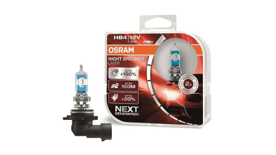 Set becuri auto halogen HB4 (9006) OSRAM 12V; 51W; night breaker laser; 1095lm; cu pana 150% mai multa lumina; culoare temperatura 3950K; P22d; 9006NLHCB, 2 buc.