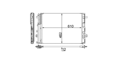 Condensator climatizare, Radiator AC Infiniti Q30 2015-, Qx30 2015-; Mercedes A-Klasse (W176) 2012-2019, B-Klasse (W246) 2011-, Cla-Klasse (C117) 2013-, Gla-Klasse (X156) 2013-, 645(605)x450(436)x16mm, MAHLE AC446000S