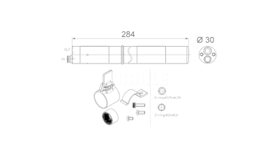 Filtru uscator aer conditionat Audi A4 2008-2016, A5 2007-, Q5 2008-2017, 30x285mm, MAHLE AD251000S