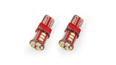 Bec de pozitie tip LED , T10 W2.1x9.5 W5W, 12V , 21 SMD 3014 , culoare alb , AMIO, set 2 buc