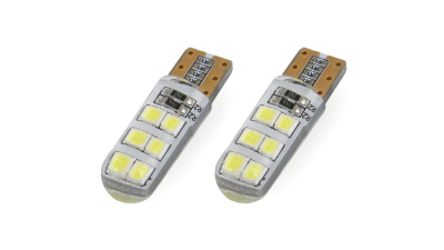 Bec de pozitie tip LED , silicon, T10 W2.1x9.5 W5W, 12V , 12 SMD 2835 , culoare alb , AMIO, set 2 buc