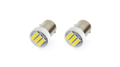 Set 2 becuri auto cu leduri AMIO 12V 0.4W Ba9s T8.5 , 3 SMD 7020, bord si pozitie