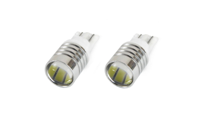 Bec de pozitie tip LED , T10 W2.1x9.5 W5W, 12V , 3 SMD 7020, cu lupa , culoare alb , AMIO, set 2 buc