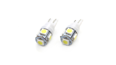 Bec de pozitie tip LED , T10 W2.1x9.5 W5W, 12V , 5 SMD 5050, culoare alb , AMIO, set 2 buc