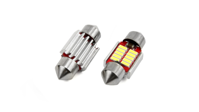 Set 2 becuri auto Vertex LED , C5W SV8.5-8, 10SMD 4014, 2W, 31mm, Canbus, 12-24V, leduri alb sofit Festoon