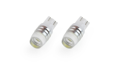 Bec de pozitie tip LED , T10 W2.1x9.5 W5W, 12V , 2 SMD 5730, cu lupa , culoare alb , AMIO, set 2 buc