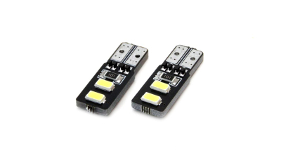 Bec de pozitie tip LED Canbus, T10 W2.1x9.5 W5W, 12V 2W, 4 SMD 5730 , culoare alb , AMIO, set 2 buc