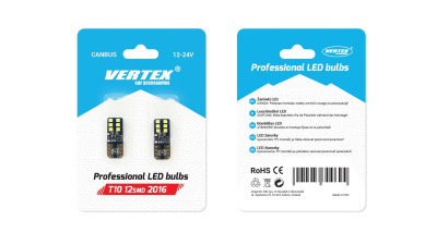 Bec de pozitie tip LED Canbus T10 W2.1x9.5 W5W, 12-24V 2W, 12SMD , culoare alb , Vertex, set 2 buc