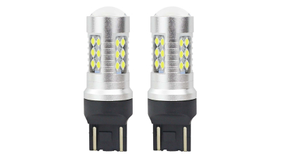 Bec lumini de zi tip LED T20 W2.1x9.5d, W21/5W 12-24V, 24 SMD 3030, 6.2W , AMIO, Set 2 buc