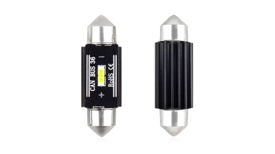 Set 2 becuri auto Amio LED UltraBright, C5W SV8.5-8, 1 SMD 1860, 3.1W, 36mm, Canbus, 12-24V, leduri alb sofit Festoon