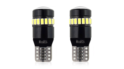 Bec de pozitie tip LED Canbus, T10 W2.1x9.5 W5W, 12V-24V, 18 SMD 3014 + 1SMD, culoare alb, AMIO, set 2 buc