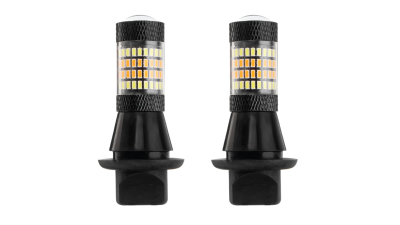 Set 2 becuri auto semnalizare LED, cu lumini de zi 2in1, AMIO,  12V, culoare alb-orange, BAU15s, Canbus