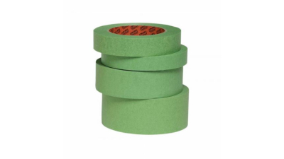 Banda mascare hartie Colad Aqua Dynamic, rezista pana la 130 °C, culoare verde pt vopsele pe baza de apa, lungime 50 metri, latime 25mm, 9 buc la cutie