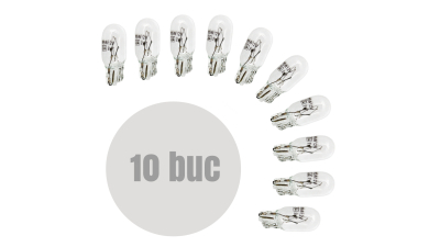 Bec de pozitie T10 W2.1x9.5 12V 5W (W5W) , set 10 buc