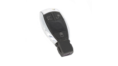 Carcasa cheie Mercedes Benz, model cu 3 butoane, cu lamela cheie urgenta, SmartKey , Crom