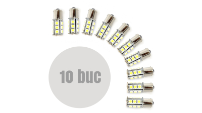 Bec auto tip LED BA15s 5W 12V, cu 18 leduri, set 10 buc