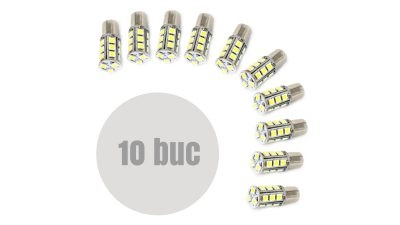 Bec auto tip LED BAY15D 5W 12V, cu 18 leduri, set 10 buc