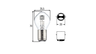 Bec auto S2 HELLA 12V; 35/35W; P20d; 8GD002084131, 1 buc.