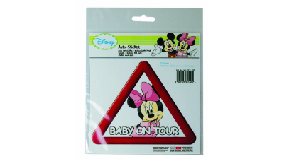 Abtibild pentru luneta Minnie Mouse Baby on Tour, stickere auto , 17x15x0,1 cm