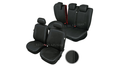 Huse scaune auto imitatie piele Fiat Panda 3 dupa 2012-, set huse fata + spate, culoare negru