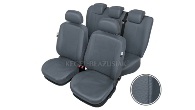 Huse scaune auto imitatie piele Fiat Panda 3 dupa 2012-, set huse fata + spate, culoare Gri