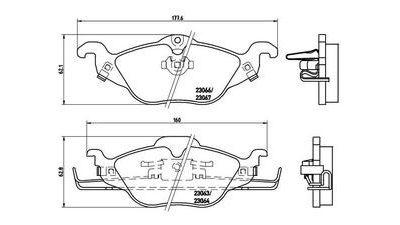 Placute frana Opel Astra F Classic, Astra G 1998-2009 Sedan/Hatchback/Combi, punte fata 93173379, dimensiuni 177.6/160x16.7x62.1