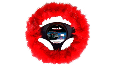 Husa volan blana Simoni Racing Fuffy Fur, diametru 37-39cm, Rosu