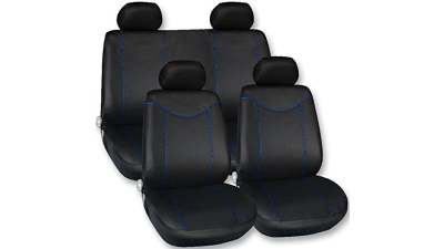 Set huse scaune auto Streetwize Racing Style Blue, 11 piese, set fata + spate