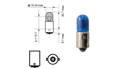 Set 2 becuri auto BestAutoVest 12V 4W Ba9s T8.5 , albastru, bord si pozitie