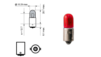 Set 2 becuri auto BestAutoVest 12V 4W Ba9s T8.5 , rosu , bord si pozitie