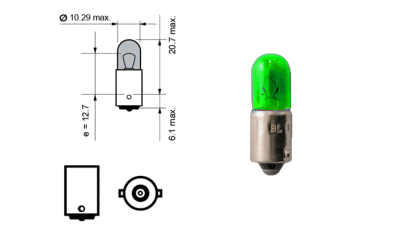 Set 2 becuri auto BestAutoVest 12V 4W Ba9s T8.5 , verde , bord si pozitie