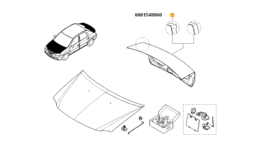 Capota spate Dacia Logan 2004-2009 cu eleron 6001548860 fabricata de Automobile Dacia Mioveni